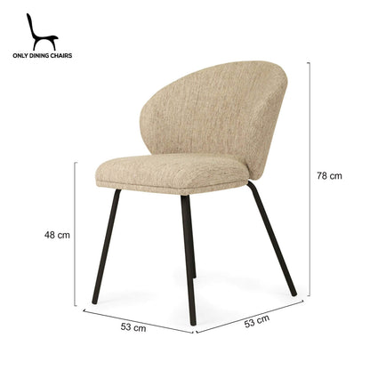 Coastal Metal Natural Pebble Fabric Dining Chairs | Pebble With Black
