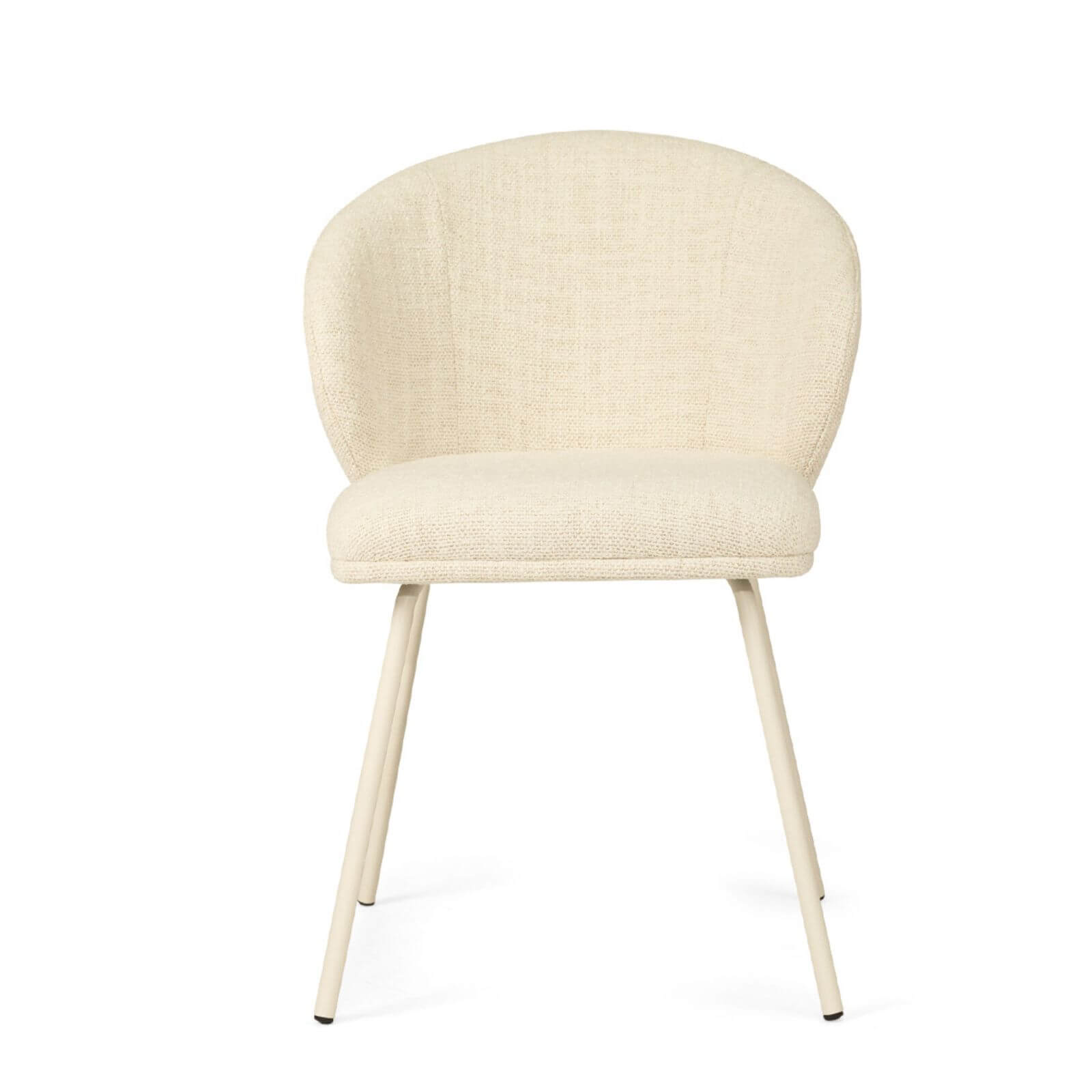 Atrium | Coastal Metal Natural Pebble Fabric Dining Chairs | Natural With White