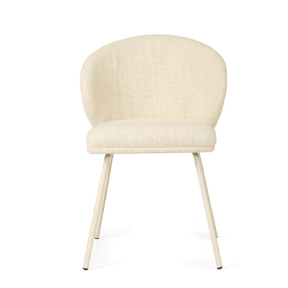 Atrium | Coastal Metal Natural Pebble Fabric Dining Chairs | Natural With White