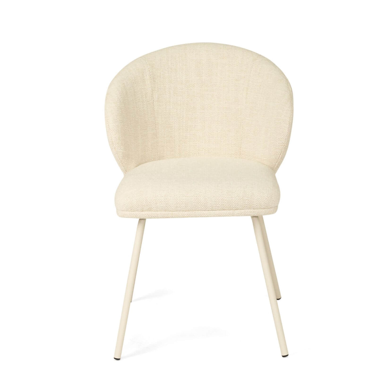 Atrium | Coastal Metal Natural Pebble Fabric Dining Chairs | Natural With White