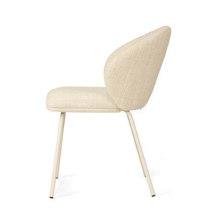Atrium | Coastal Metal Natural Pebble Fabric Dining Chairs | Natural With White
