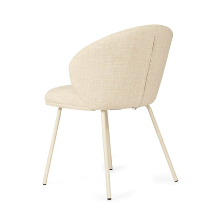 Atrium | Coastal Metal Natural Pebble Fabric Dining Chairs | Natural With White
