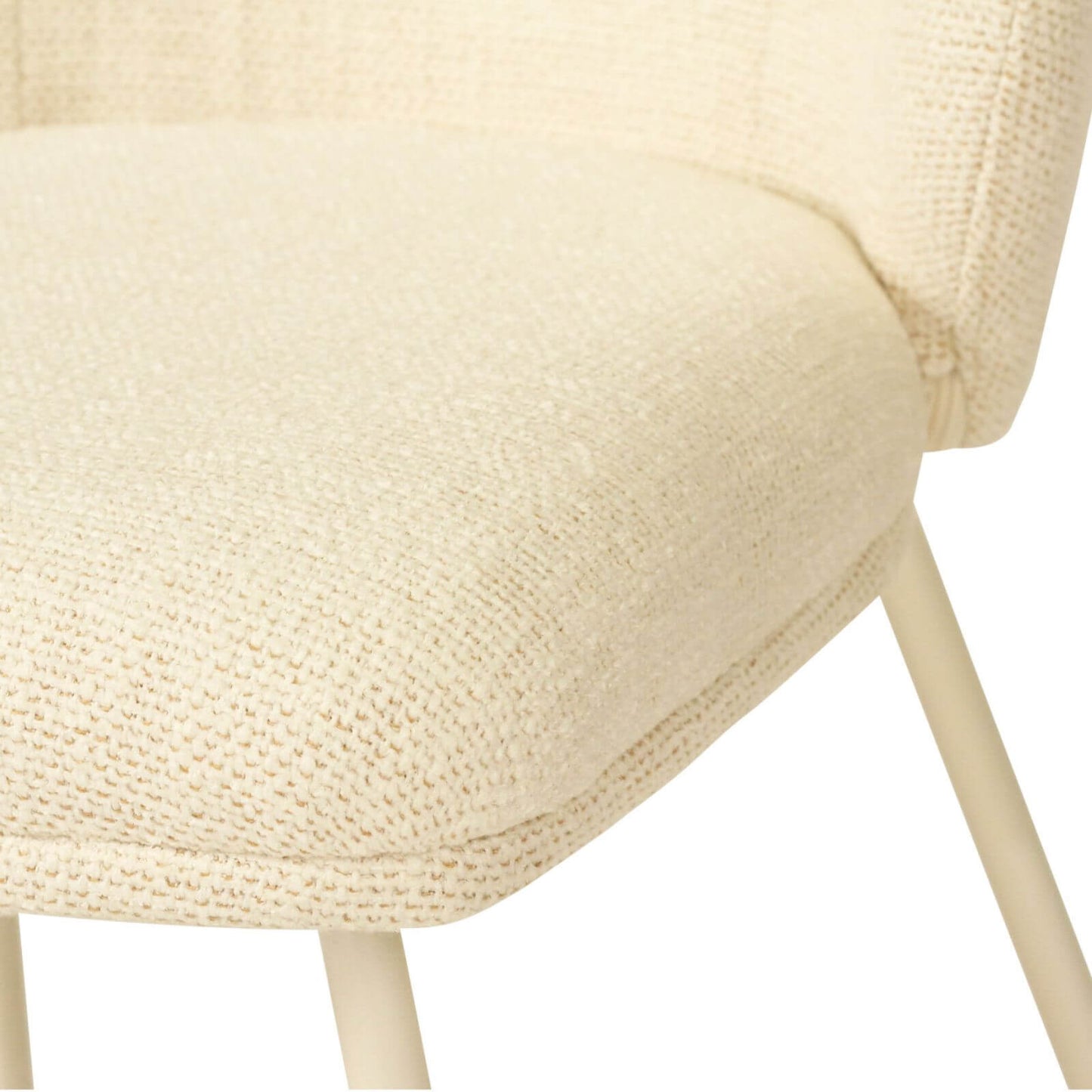 Atrium | Coastal Metal Natural Pebble Fabric Dining Chairs | Natural With White