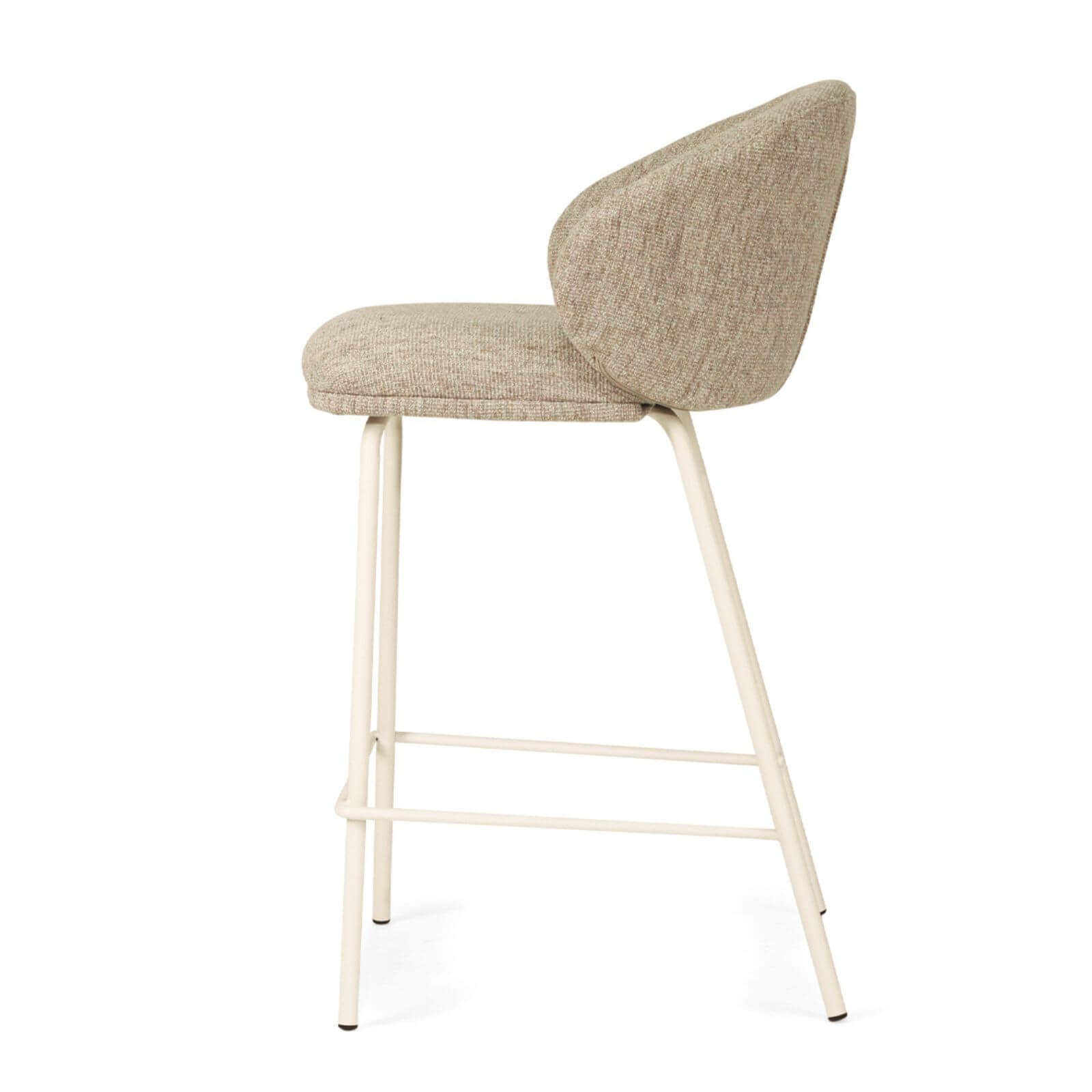 Atrium | Coastal Black Metal Natural Fabric Bar Stools | Pebble With White
