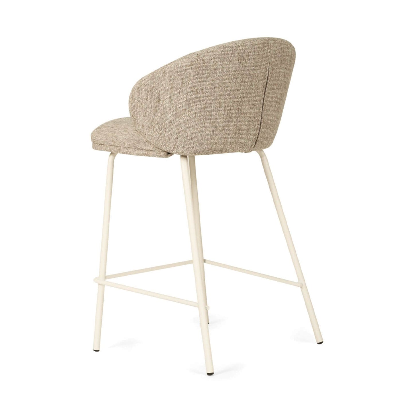Atrium | Coastal Black Metal Natural Fabric Bar Stools | Pebble With White