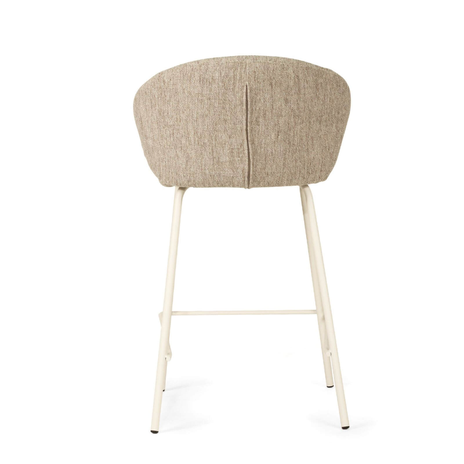 Atrium | Coastal Black Metal Natural Fabric Bar Stools | Pebble With White