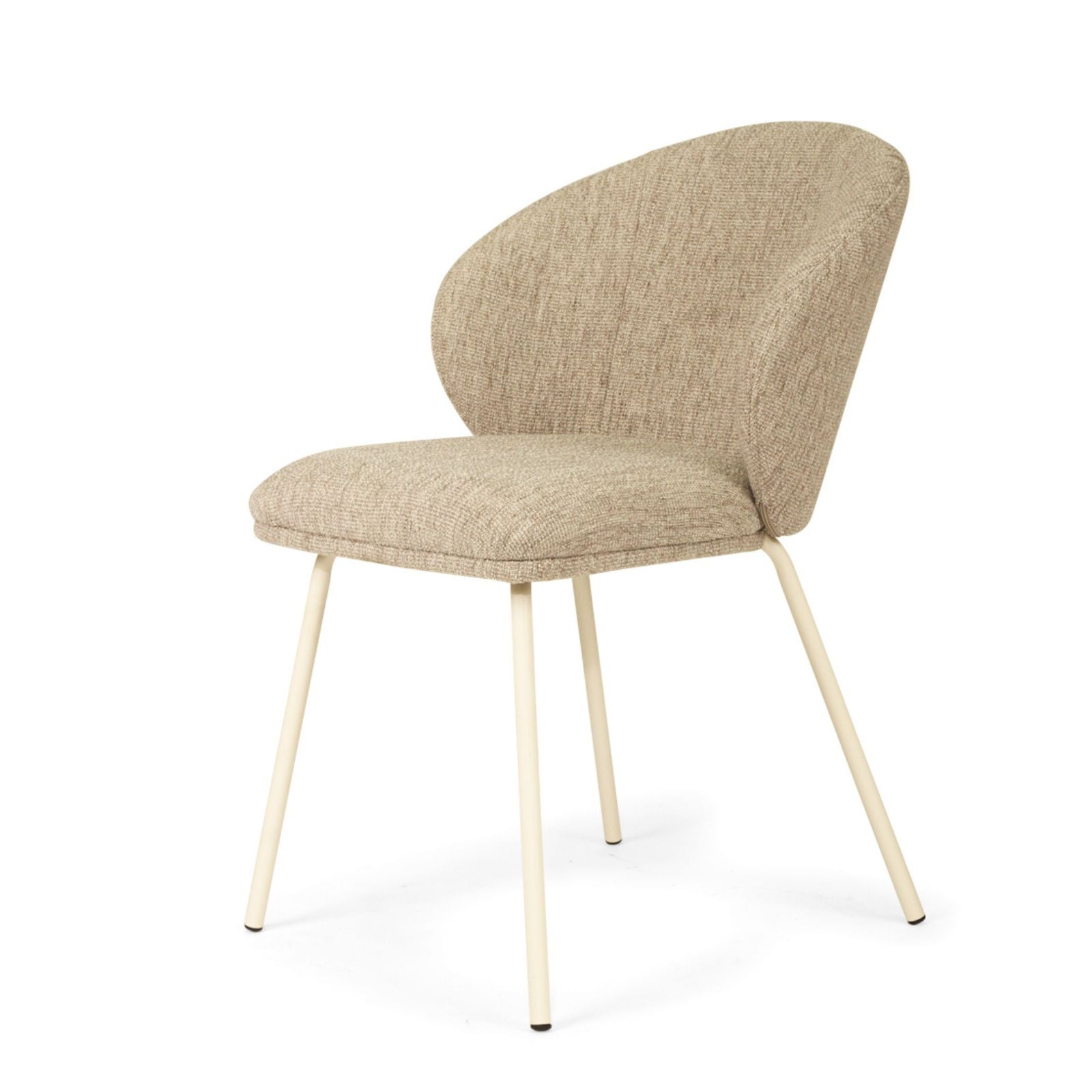 Atrium | Coastal Metal Natural Pebble Fabric Dining Chairs | Pebble With White