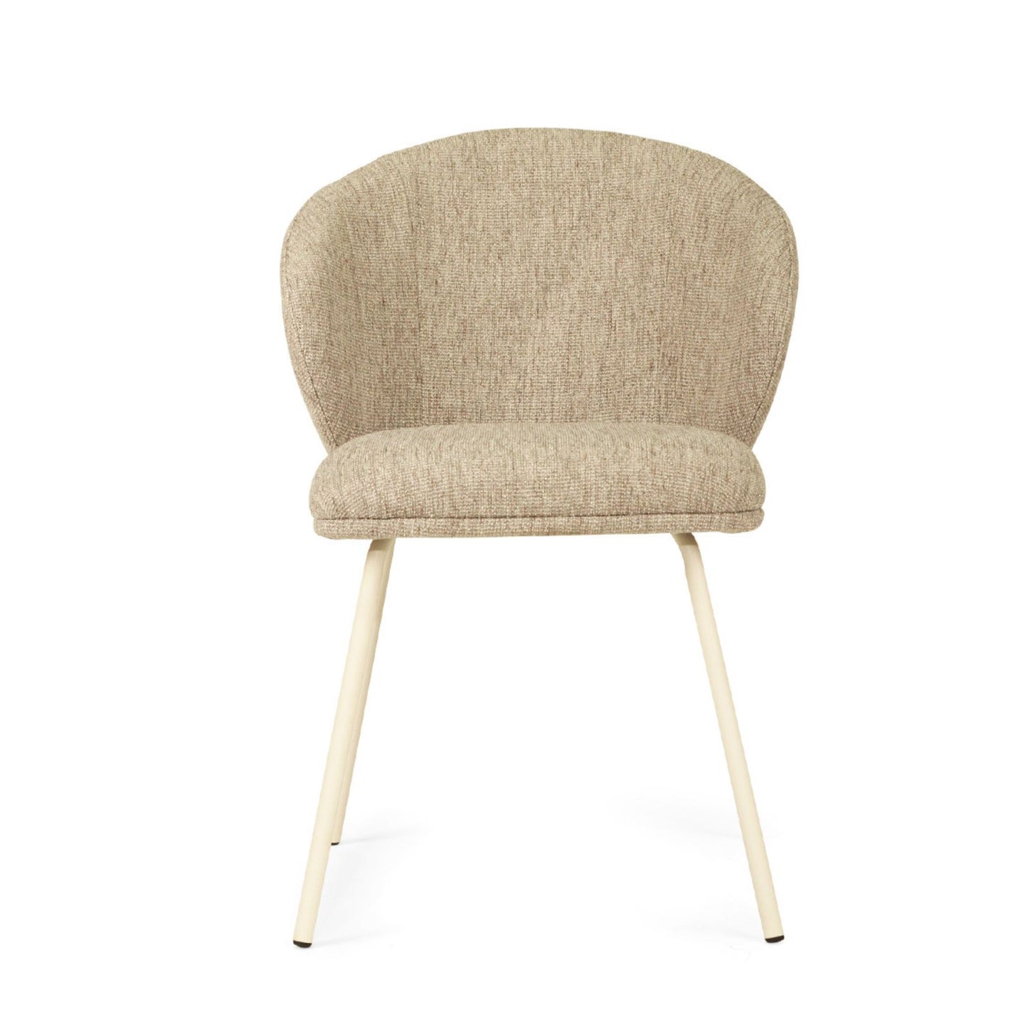 Atrium | Coastal Metal Natural Pebble Fabric Dining Chairs | Pebble With White