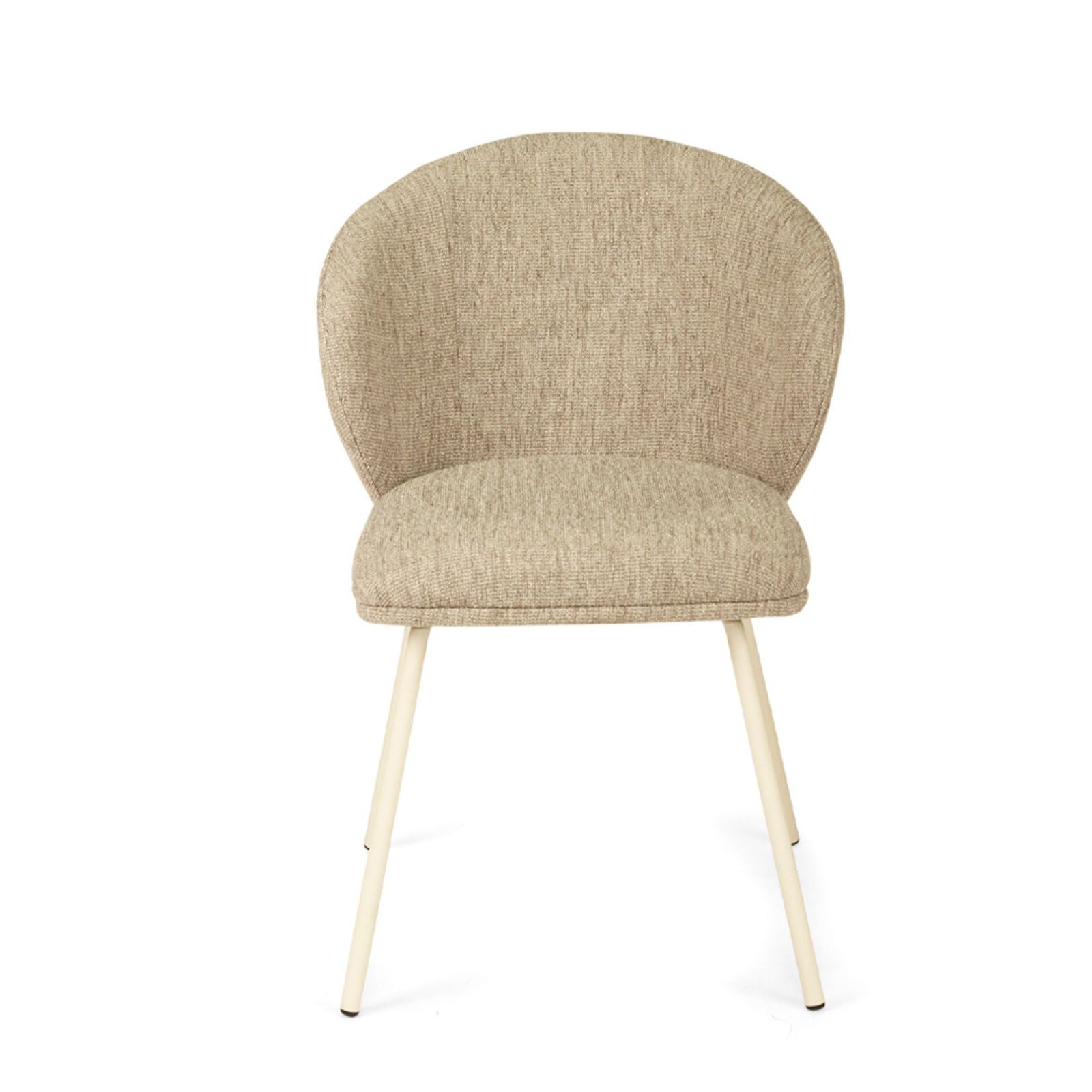 Atrium | Coastal Metal Natural Pebble Fabric Dining Chairs | Pebble With White
