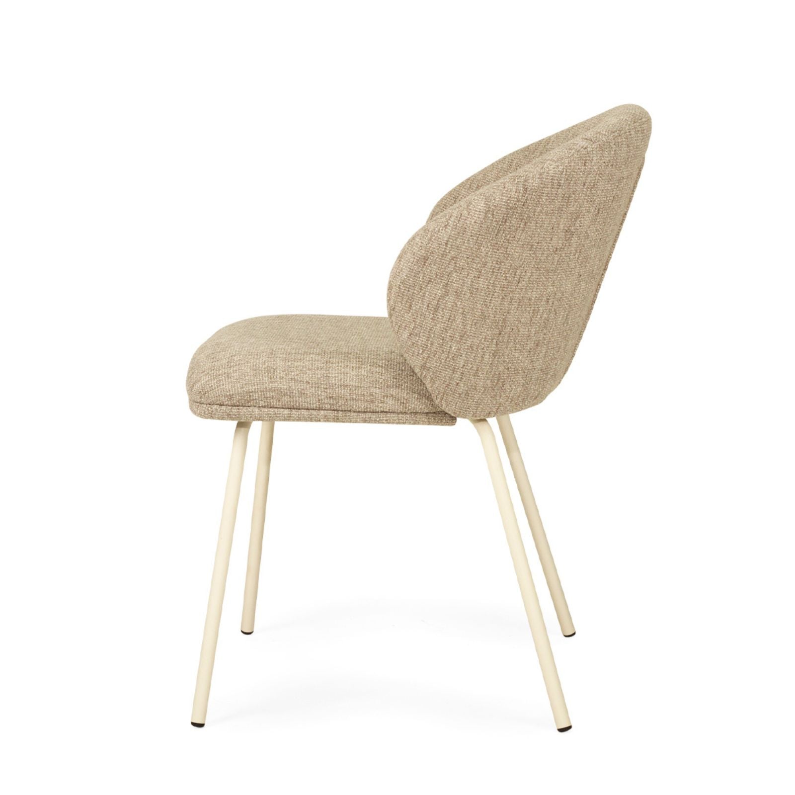 Atrium | Coastal Metal Natural Pebble Fabric Dining Chairs | Pebble With White