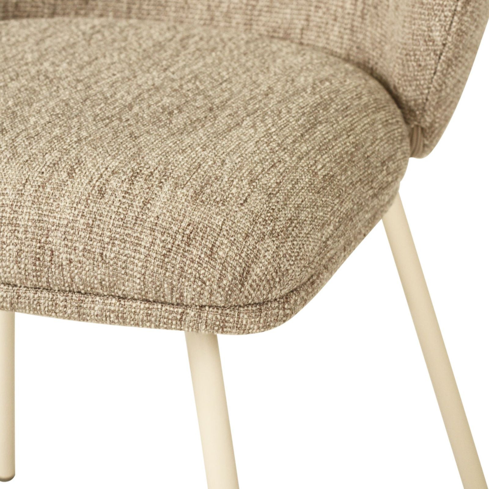 Atrium | Coastal Metal Natural Pebble Fabric Dining Chairs | Pebble With White