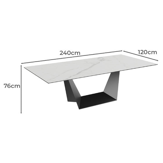 Adelphi | Ceramic White Black 8-Seater Rectangular Dining Table | White