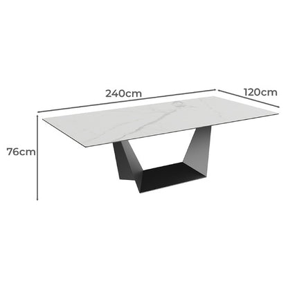 Adelphi | Ceramic White Black 8-Seater Rectangular Dining Table | White