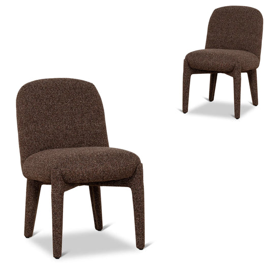Adelphi | Metal Modern Cinnamon Sand Weave Fabric Dining Chairs | Cinnamon