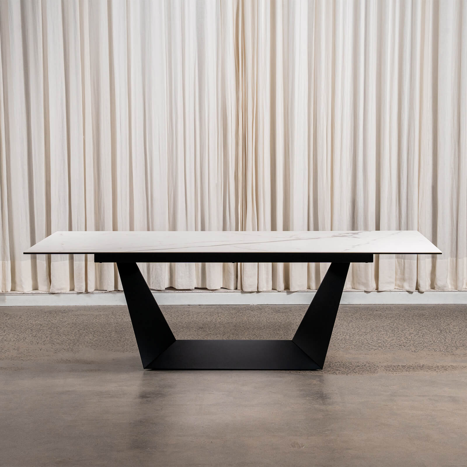 Adelphi | Ceramic White Black 8-Seater Rectangular Dining Table | White