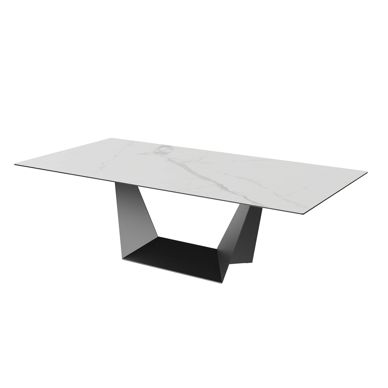 Adelphi | Ceramic White Black 8-Seater Rectangular Dining Table | White