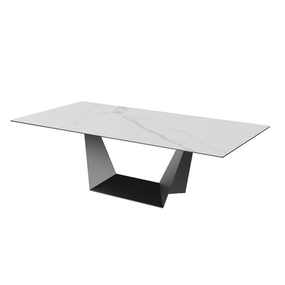 Adelphi | Ceramic White Black 8-Seater Rectangular Dining Table | White