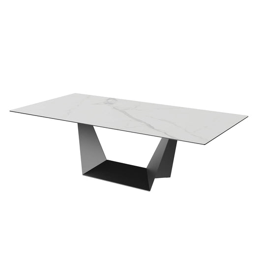 Adelphi | Ceramic White Black 8-Seater Rectangular Dining Table | White