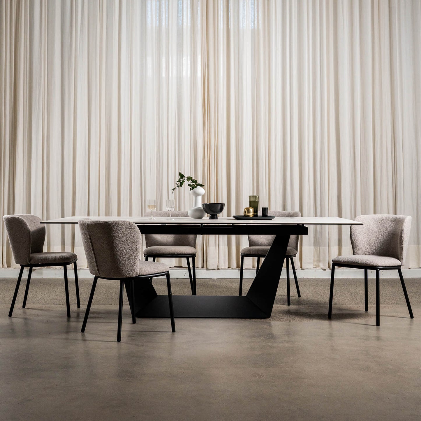 Adelphi | Ceramic White Black 8-Seater Rectangular Dining Table | White