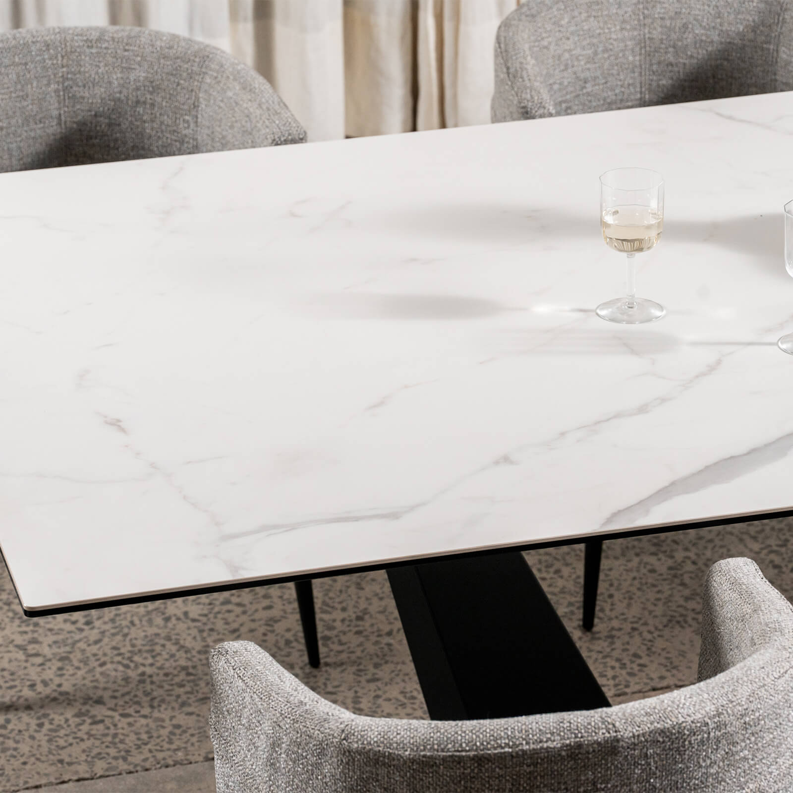 Adelphi | Ceramic White Black 8-Seater Rectangular Dining Table | White