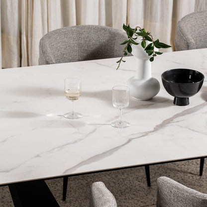 Adelphi | Ceramic White Black 8-Seater Rectangular Dining Table | White