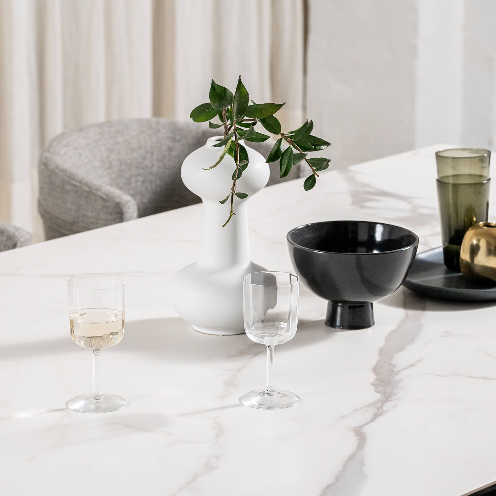 Adelphi | Ceramic White Black 8-Seater Rectangular Dining Table | White