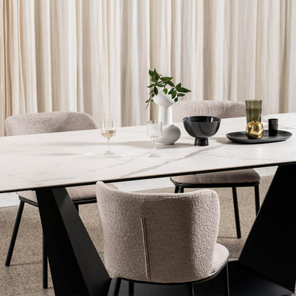 Adelphi | Ceramic White Black 8-Seater Rectangular Dining Table | White