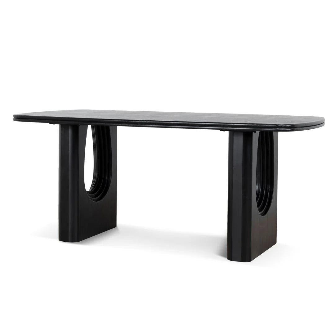 Agar | Contemporary Black Natural Walnut Wooden 1.8m Rectangular Dining Table | Black