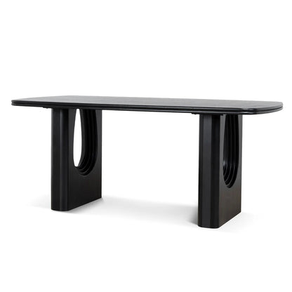 Agar | Contemporary Black Natural Walnut Wooden 1.8m Rectangular Dining Table | Black