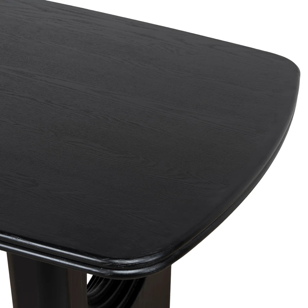 Agar | Contemporary Black Natural Walnut Wooden 1.8m Rectangular Dining Table | Black