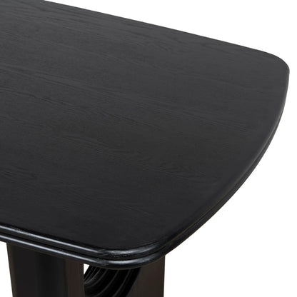 Agar | Contemporary Black Natural Walnut Wooden 1.8m Rectangular Dining Table | Black