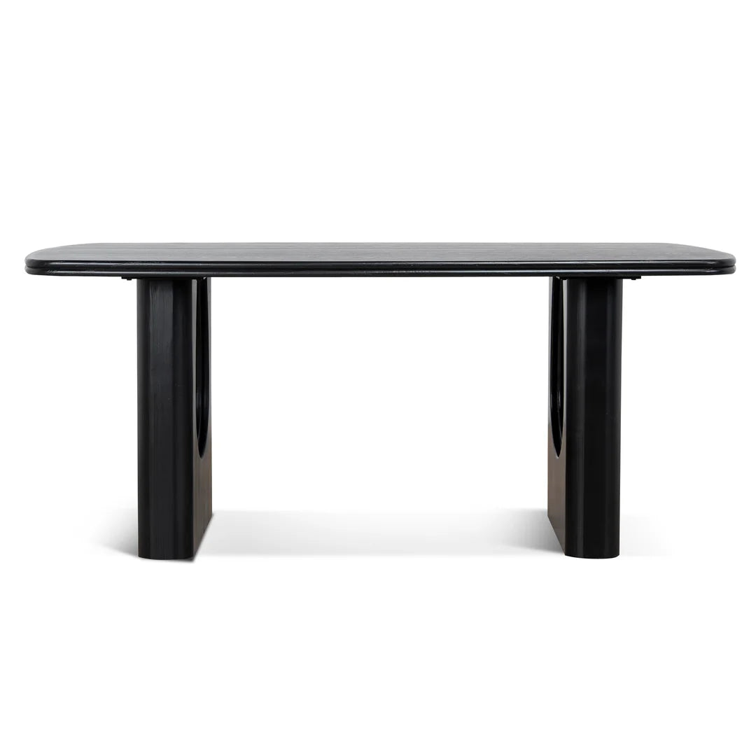 Agar | Contemporary Black Natural Walnut Wooden 1.8m Rectangular Dining Table | Black