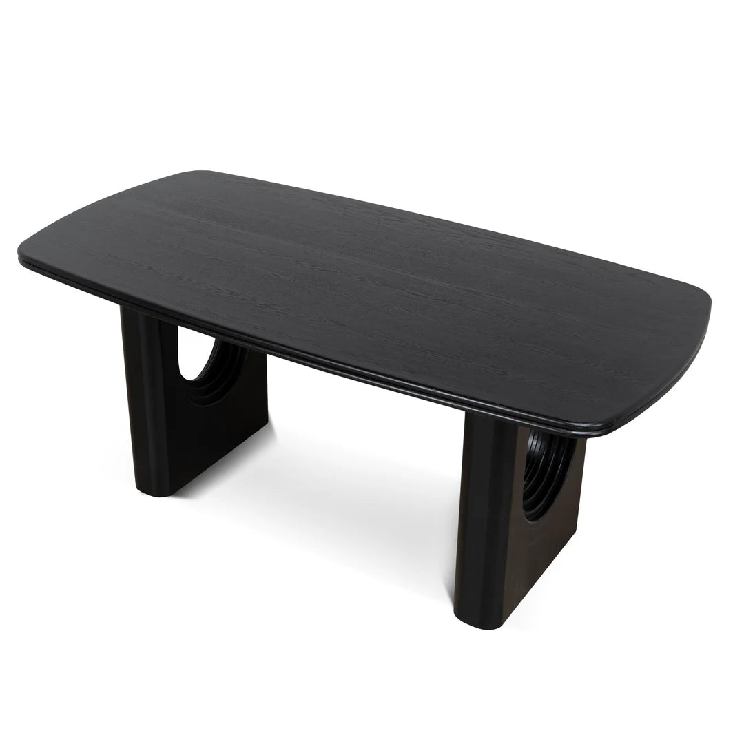 Agar | Contemporary Black Natural Walnut Wooden 1.8m Rectangular Dining Table | Black