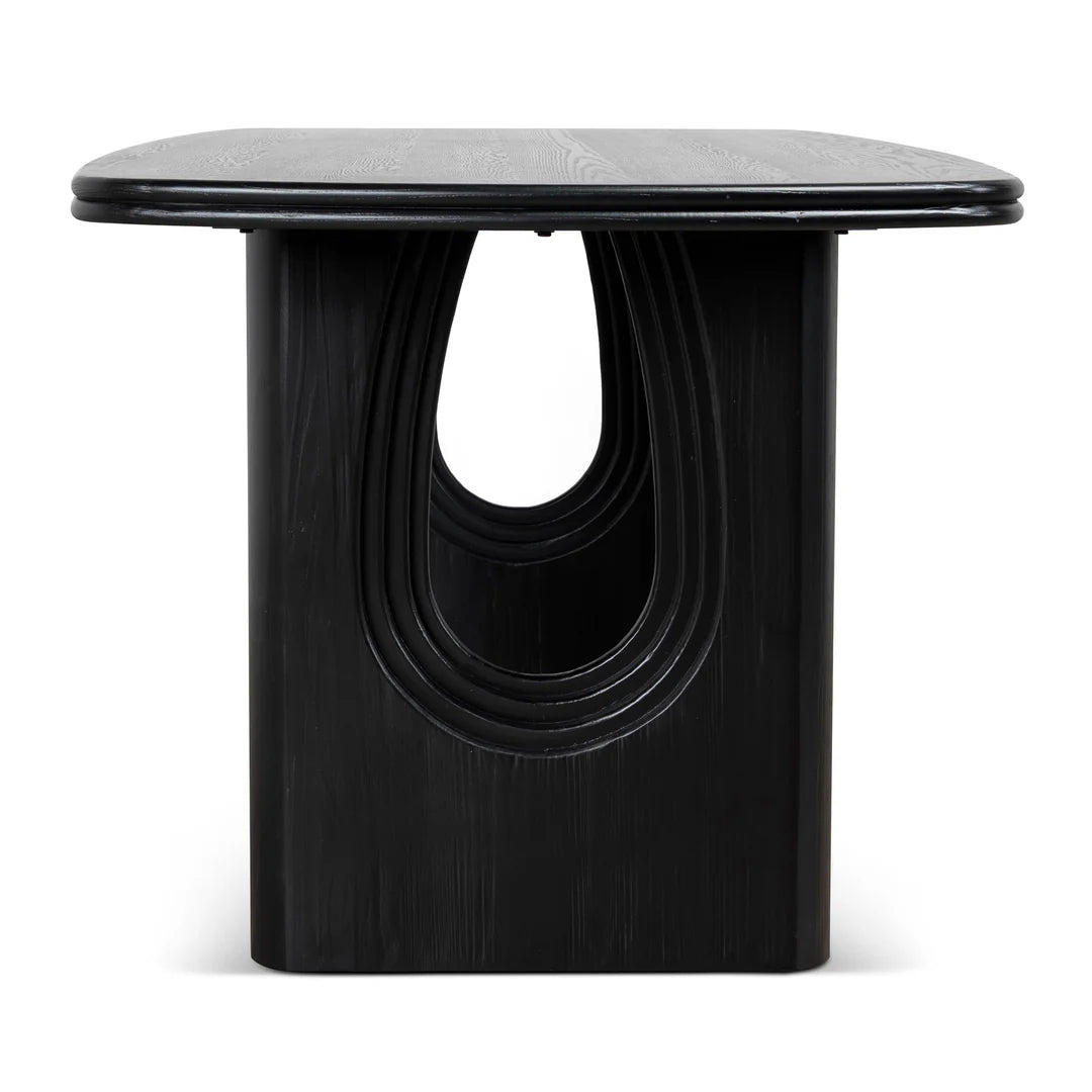 Agar | Contemporary Black Natural Walnut Wooden 1.8m Rectangular Dining Table | Black
