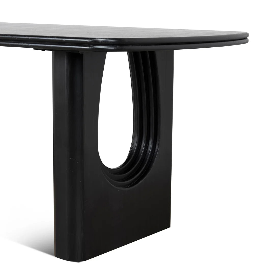 Agar | Contemporary Black Natural Walnut Wooden 1.8m Rectangular Dining Table | Black