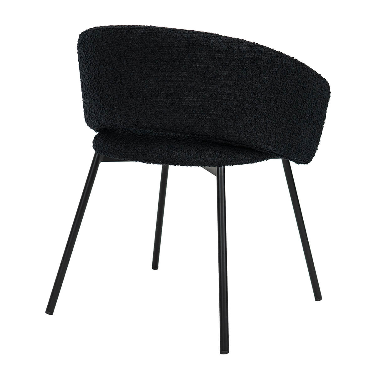 Agar | Mid Century Boucle Tweed Dining Chair With Arms | Black