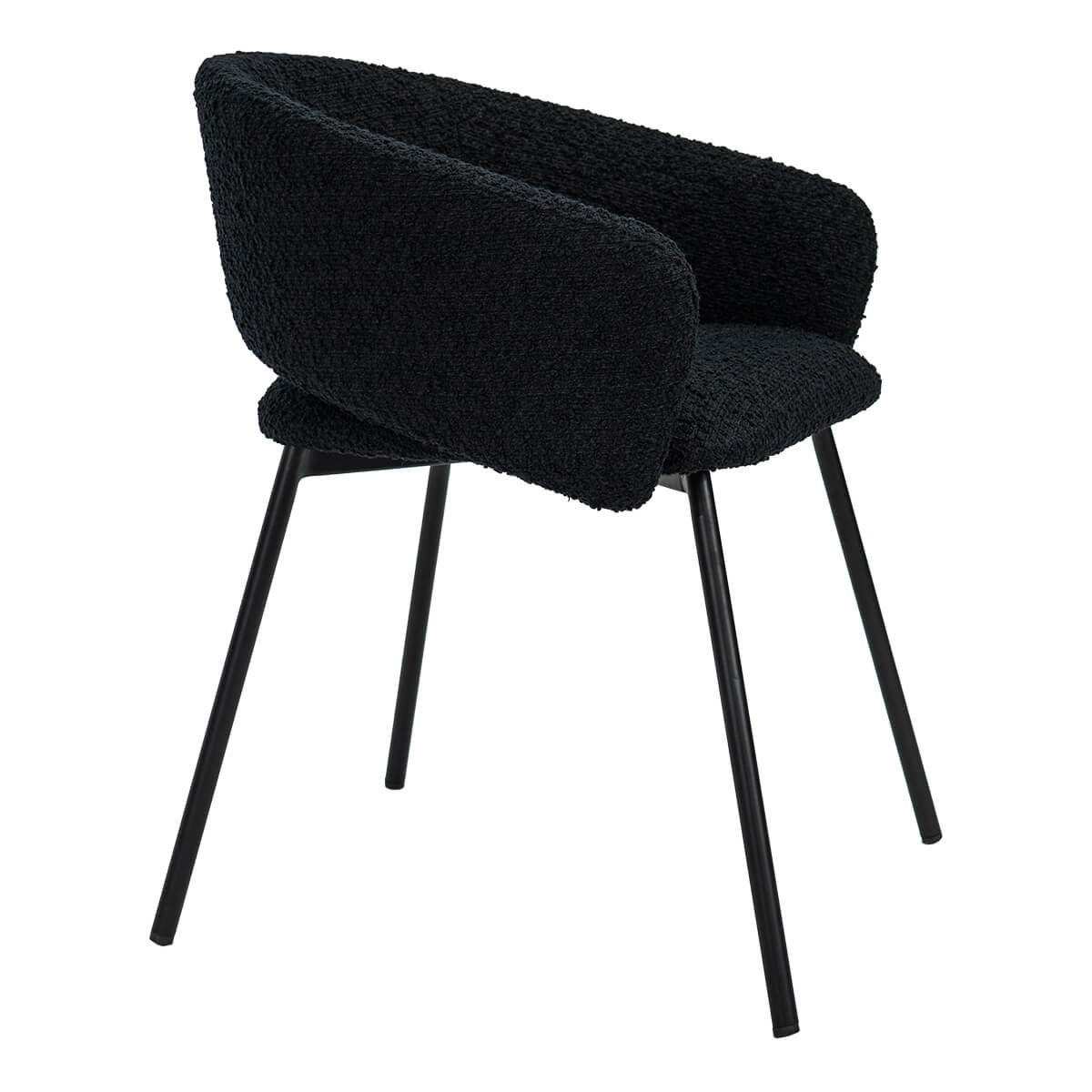 Agar | Mid Century Boucle Tweed Dining Chair With Arms | Black