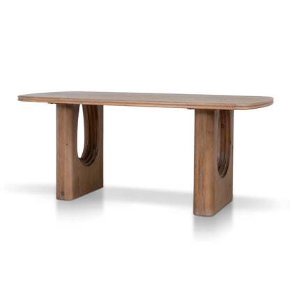 Agar | Contemporary Black Natural Walnut Wooden 1.8m Rectangular Dining Table | Natural