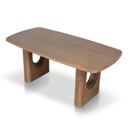 Agar | Contemporary Black Natural Walnut Wooden 1.8m Rectangular Dining Table | Natural