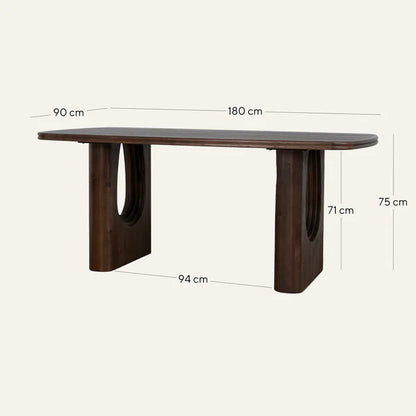 Agar | Contemporary Black Natural Walnut Wooden 1.8m Rectangular Dining Table | Walnut