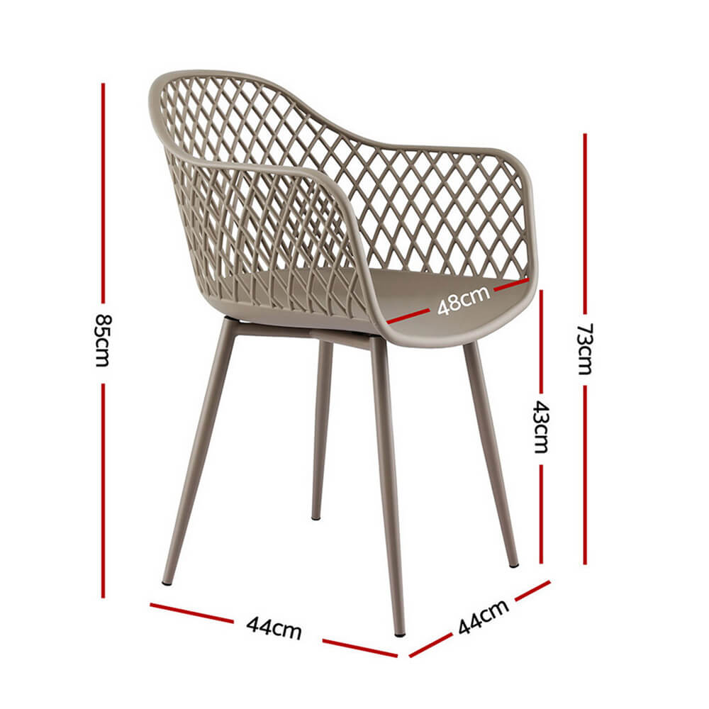 Aira | Plastic UV-Resistant Black Coffee Outdoor Dining Chairs With Arms | Set Of 4 | Coffee