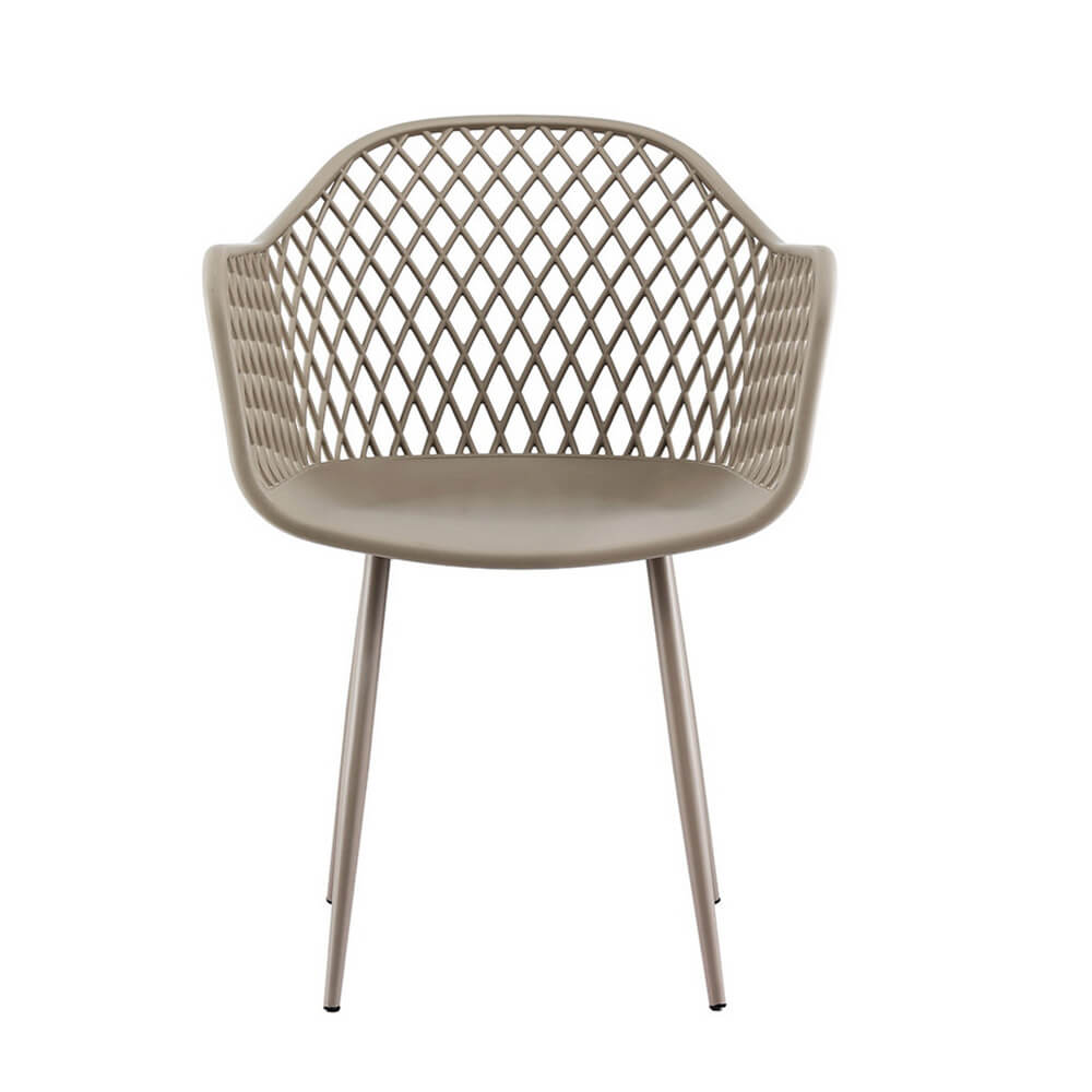Aira | Plastic UV-Resistant Black Coffee Outdoor Dining Chairs With Arms | Set Of 4 | Coffee