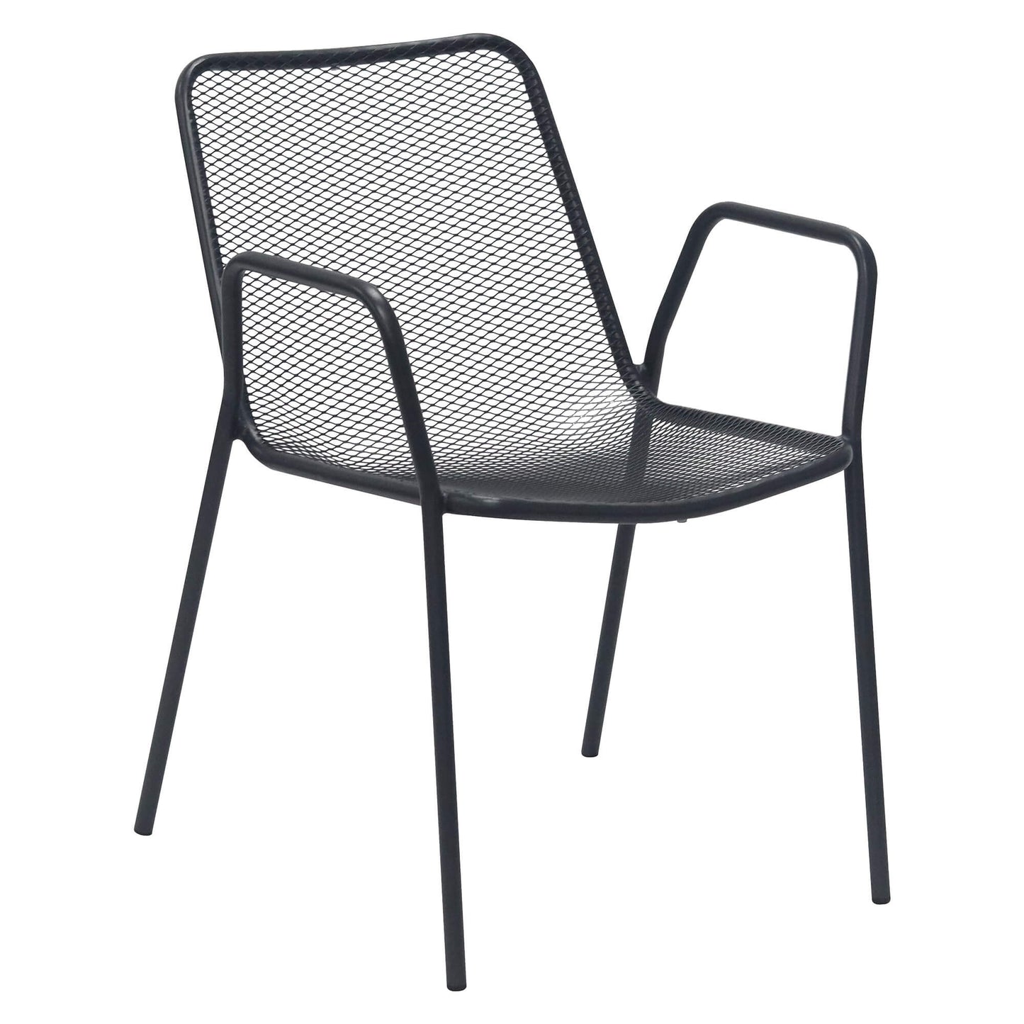 Akeno | Modern Metal Black Outdoor Dining Chairs With Arms | Black