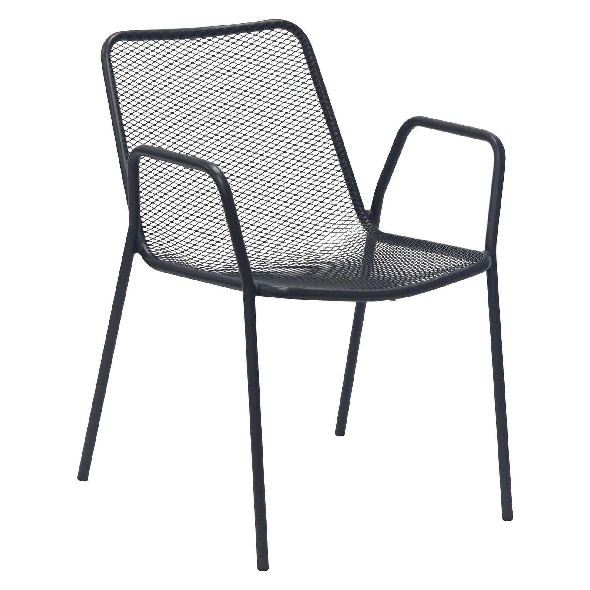 Akeno | Modern Metal Black Outdoor Dining Chairs With Arms | Black