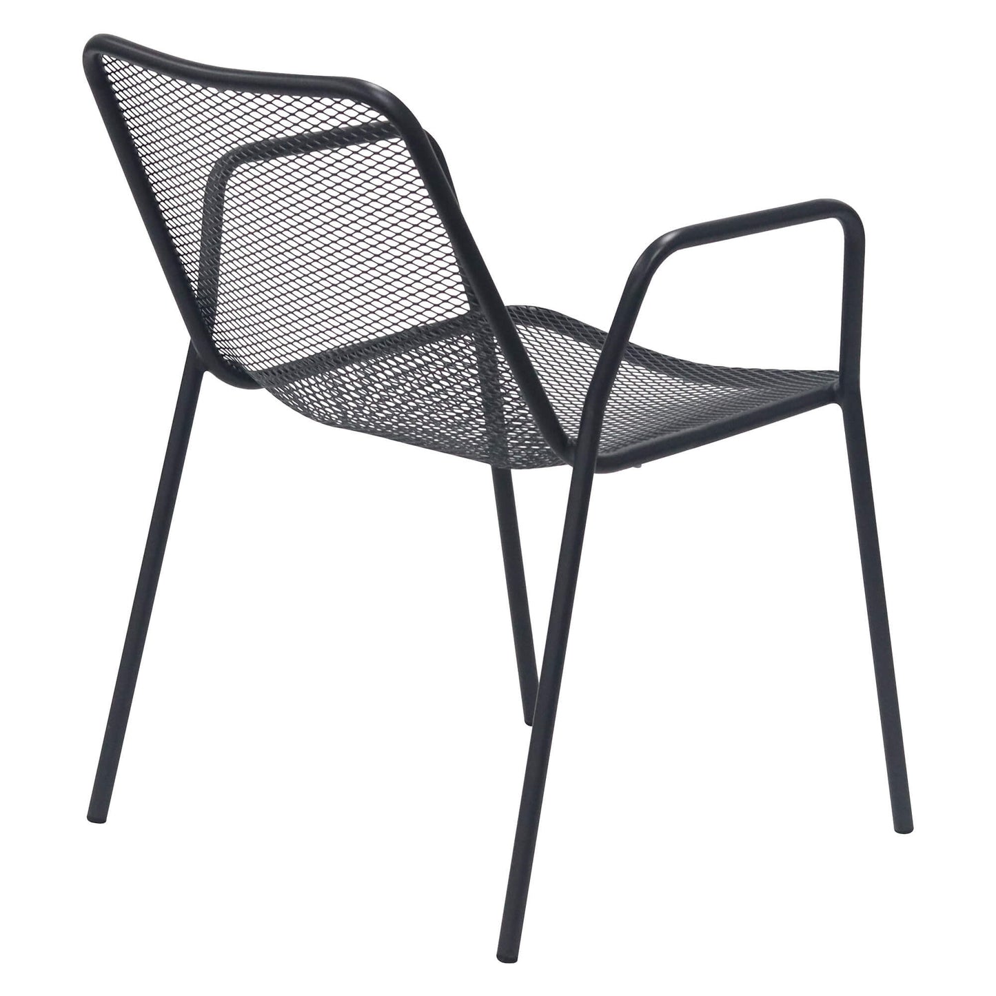 Akeno | Modern Metal Black Outdoor Dining Chairs With Arms | Black