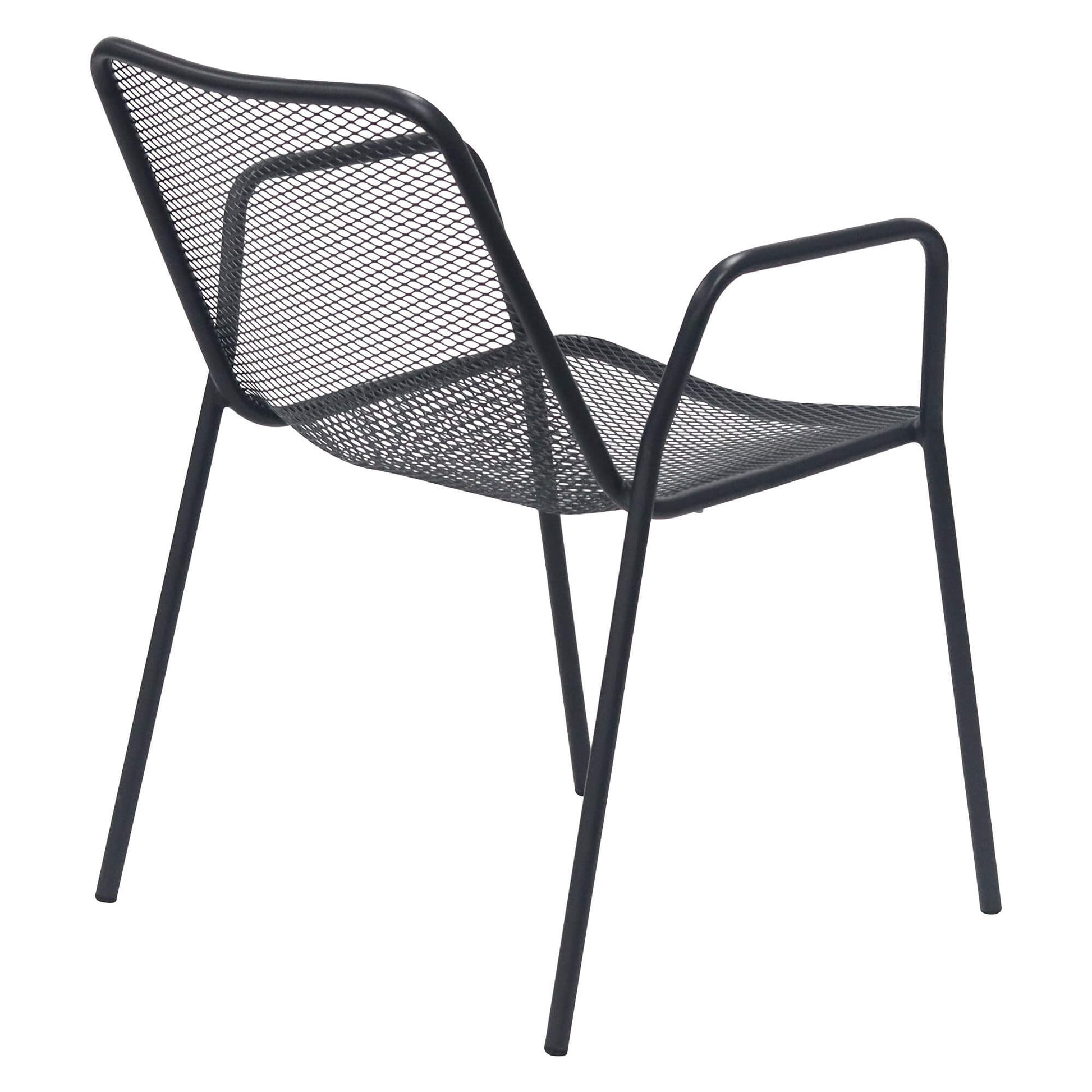 Akeno | Modern Metal Black Outdoor Dining Chairs With Arms | Black