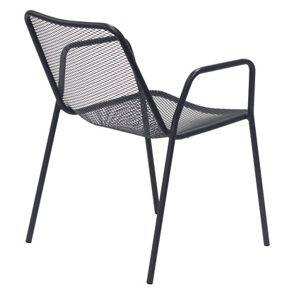 Akeno | Modern Metal Black Outdoor Dining Chairs With Arms | Black