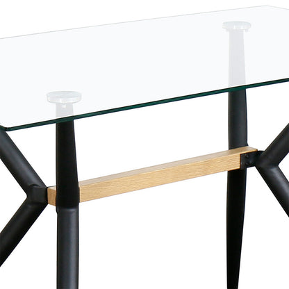 Akira | Metal 6 Seater Glass Natural Black Rectangular Dining Table | Black