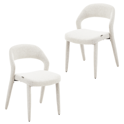 Akira | Modern Stone Beige Fabric Dining Chairs | Set Of 2 | Stone