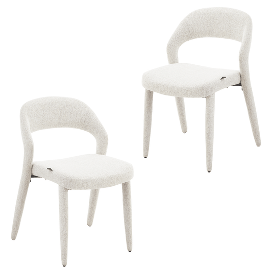 Akira | Modern Stone Beige Fabric Dining Chairs | Set Of 2 | Stone